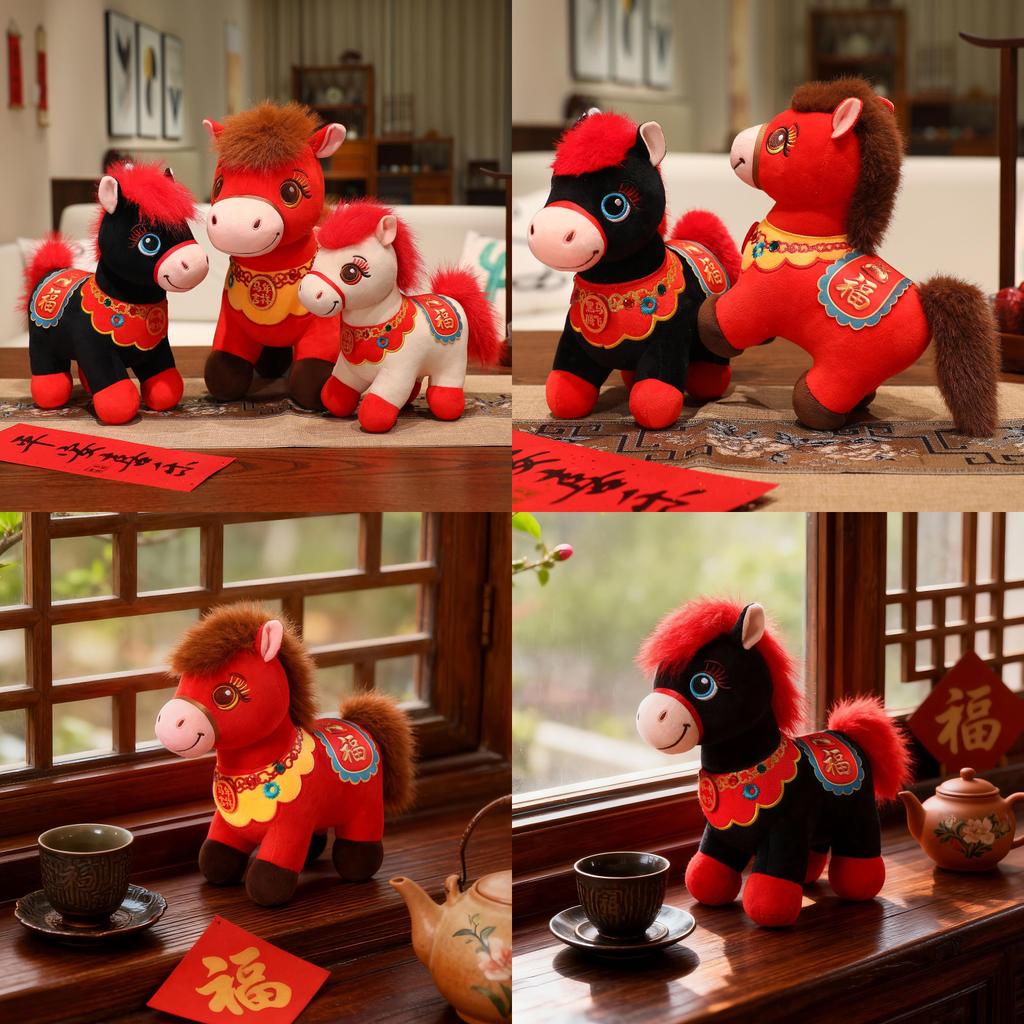 Horse Year Zodiac Plush Toy With Soft Short Pile For Lunar New Year Gifts