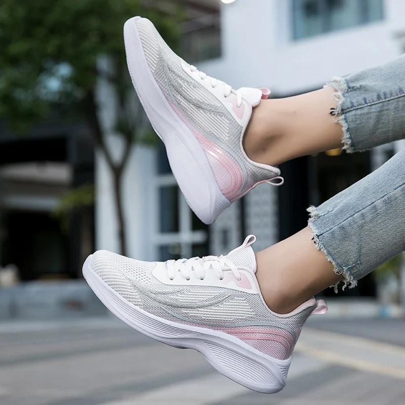Fashion 2025 Summer Women's Mesh Shoes Lightweight Sneakers Breathable Thick Sole Comfortable Casual Shoes Zapatos De Mujer Chaussure
