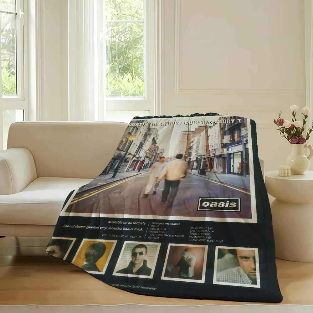 

Hot Rock band O Oasis Blanket For Sofa Office Bed Plane Travel Sleep Read Relax Camping Soft And Warm 75x90cm