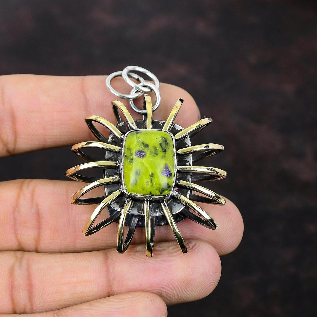 Stichtite Pendant 925 Sterling Silver Pendant Gemstone Handmade Jewelry 18K Gold Plated Pendant Cage Jewelry Gift For Bridal Stylish Pendant