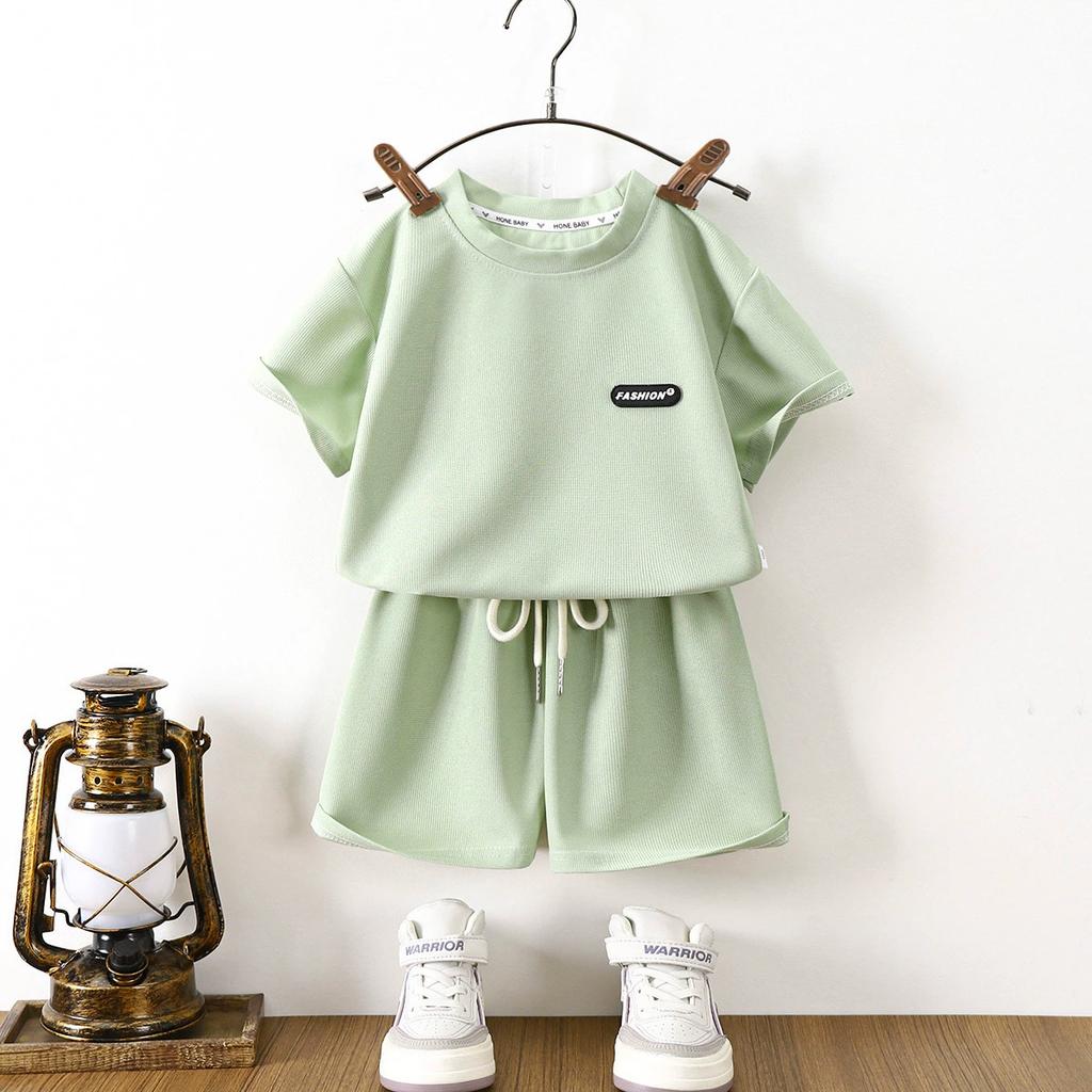 Huafu Ge Thin Girls' Summer Children's Clothing Set Korean Version Loose Casual Children's Clothing Baby Short Sleeved Pants