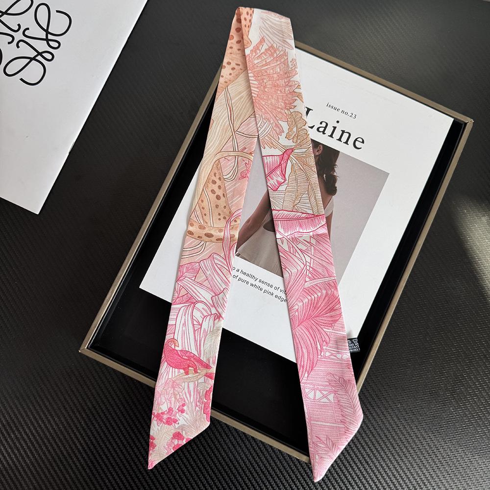 Luxury Cheetah Print Silk-Feel Twill Scarf for Handbag Handles