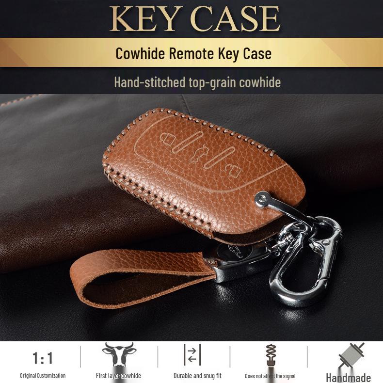 Roewe RX5/i5/i6max/350/360/RX3 Cowhide Key Case with Snap Button