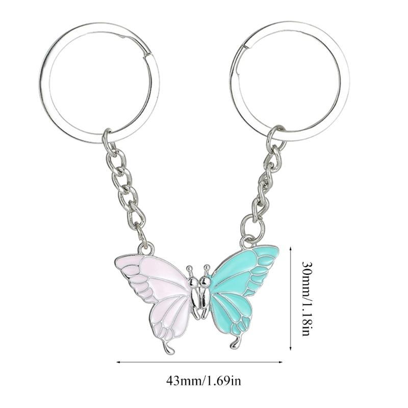 Cute Butterfly Magnetic Keychain Best Friend Key Chain for Women Handbag Car Keyholder Friendship Keyring Jewelry Gift