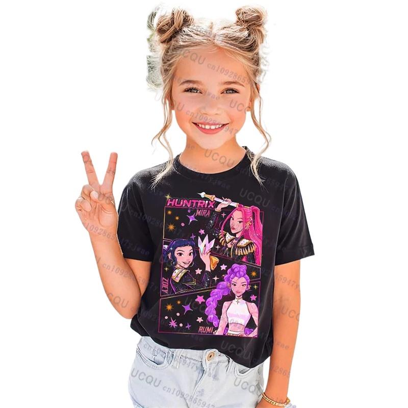 

Детские футболки Kpop Охотники на демонов С коротким рукавом Милые Повседневные Модные Полиэстер Детская футболка Мальчик Девочка Топ 150 чёрный