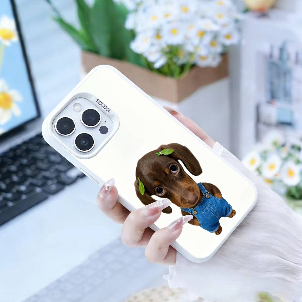 Goofy C-Dogs Big eyes Phone Case For iPhone17, 16,15,14,13,12 Pro Max Black Candy Matte Shockproof Cover