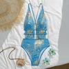 Elegant Metallic Lace-up Backless One-piece Swimsuit - Sexy Deep V-neck Design