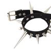 Long Spike Choker Punk Faux Leather Collar For Women Men Cool Big Rivets  Studded Chocker Goth Style Necklace  Accessories