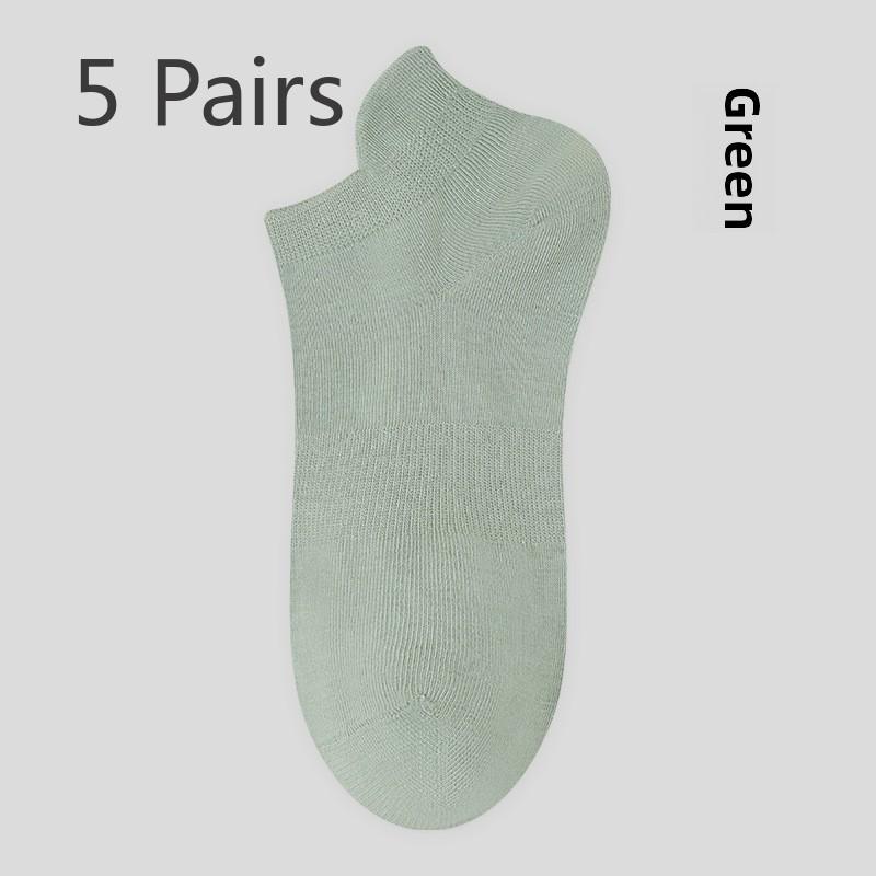 5 Pairs Women's Spring and Summer Antibacterial Breathable Anti-pilling Women's Boat Socks Casual Tight-woven Boneless Women's Socks