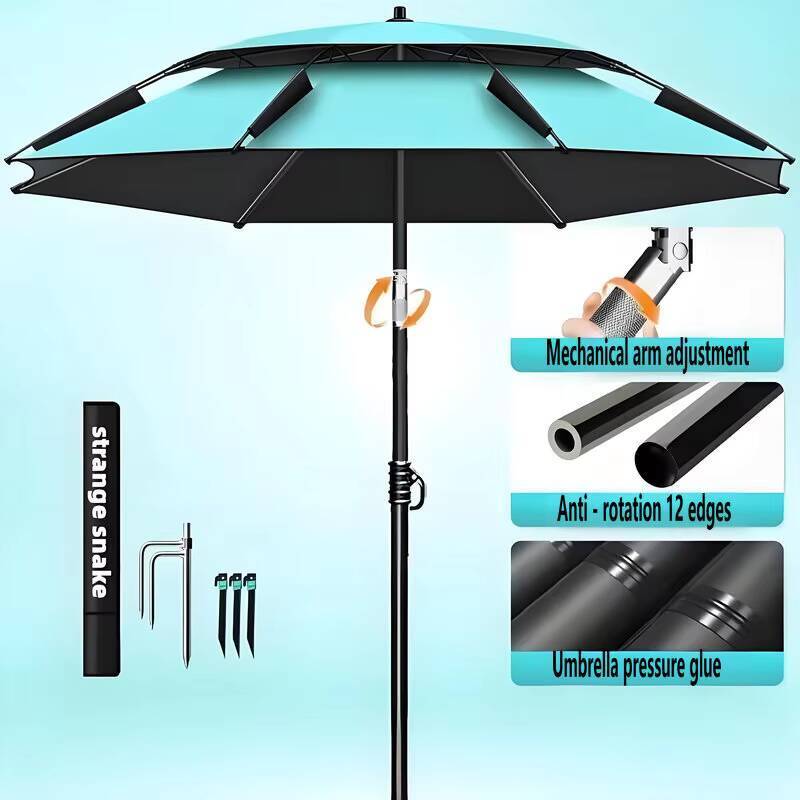 New Version Fishing Umbrella with Mechanical Arm Adjustment Big Beach Umbrella Large Parasol Outdoor Sunshade Protector