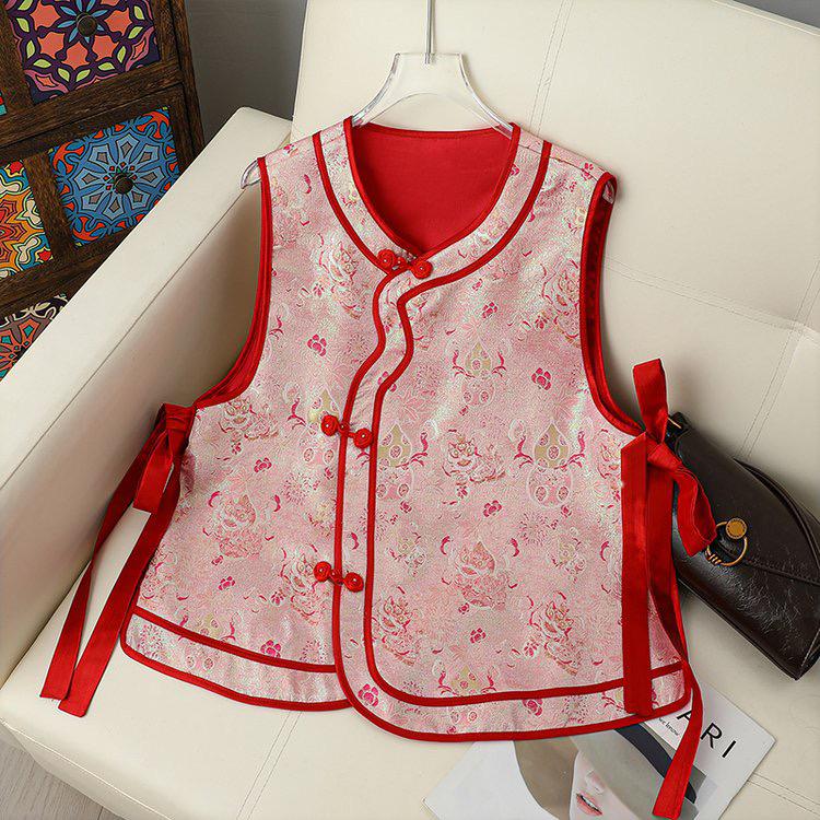 Chinese Style Women s Frog Button Vest - Retro Spring 2026 Collection L 105-120
