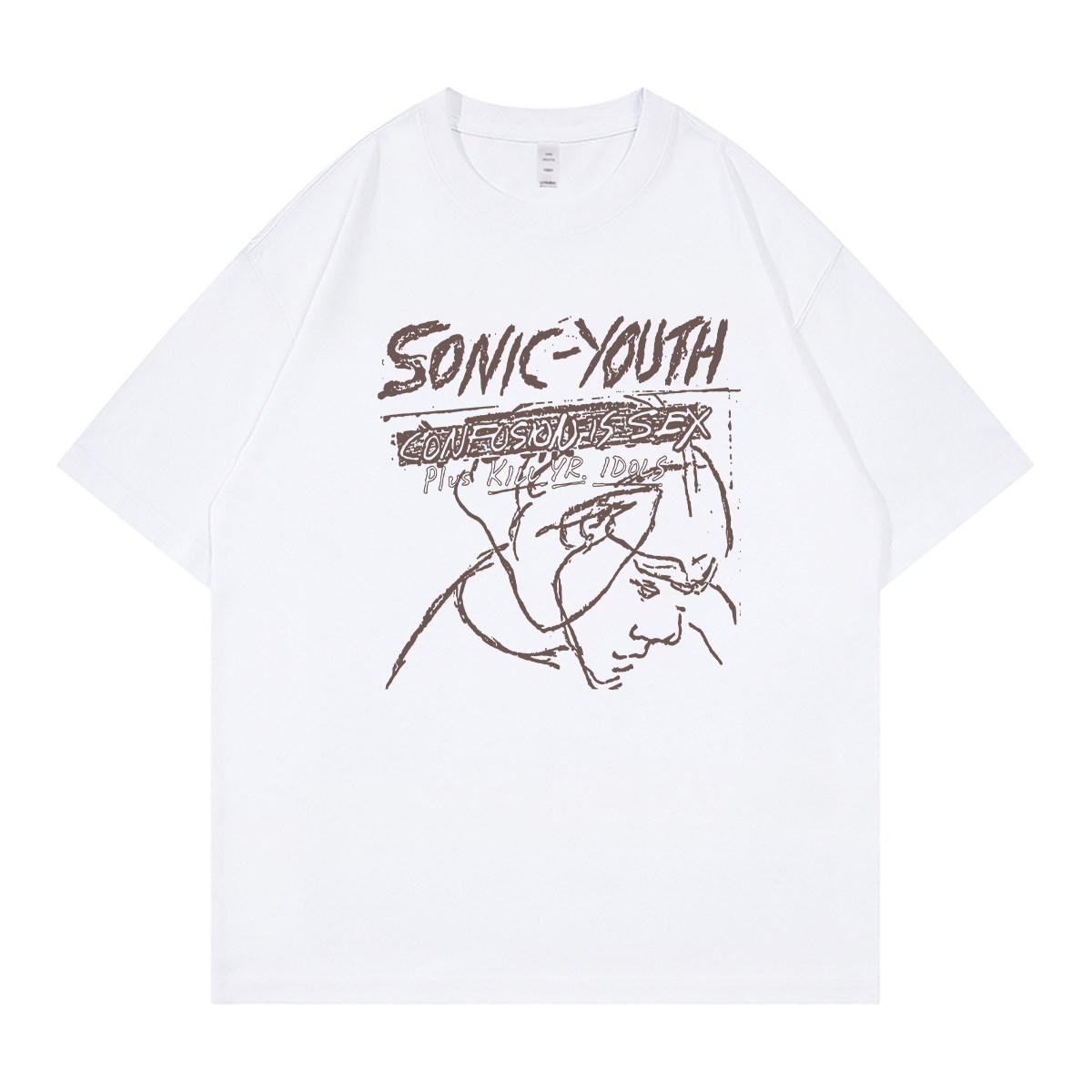 

Speedy Youth Band American Casual Loosefitting Pure Cotton Roundneck Rock Shortsleeved Tshirt 5XL
