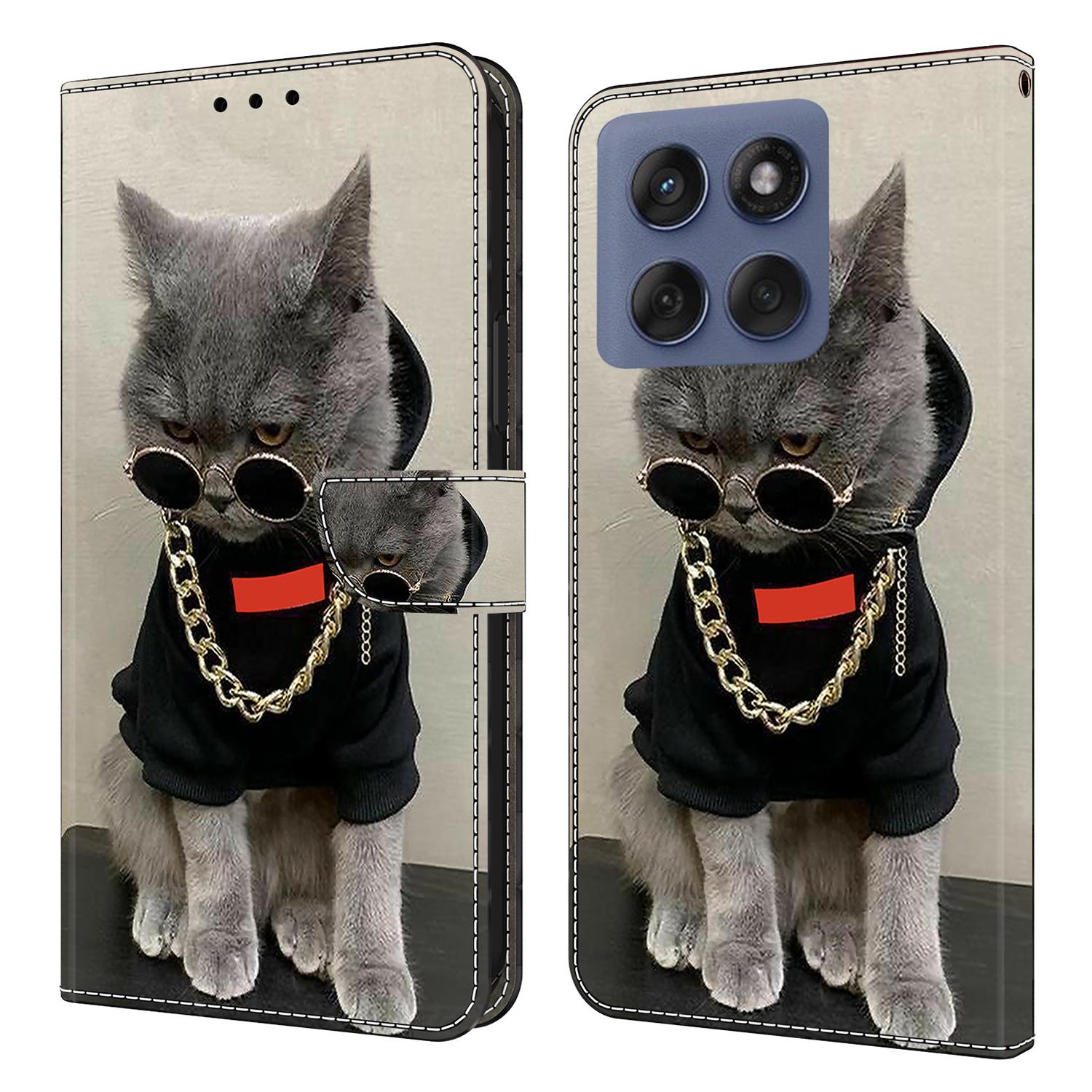 

Для Motorola Edge 60 Pro 5G Шкіряний чохол з друком візерунка Гаманець Підставка Відкидна кришка для телефону F