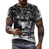 Summer 3D T-shirt Short Sleeved Men's Fashion Round Neck Short Sleeved Shirt