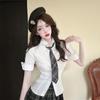 Senior Girl Waist-Cinching JK Uniform Shirt - Japanese Summer Academic Style, Short-Sleeved, Pure Desire