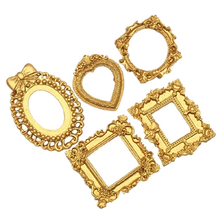 

5Pcs Decorative Golden Frames Ideal For Family Photos And Artwork Display Gold Colored Picture Frames
