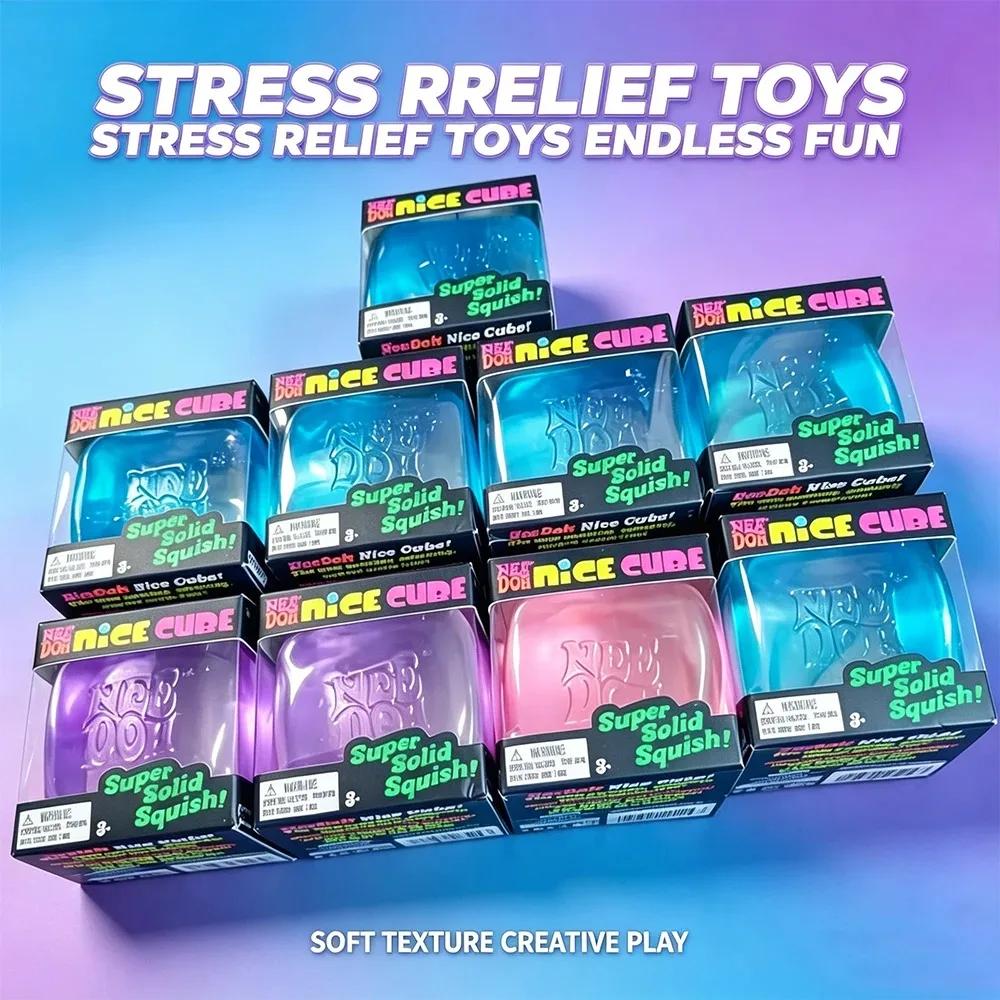 Schylling Nice Cube-Stress Relief Squishy Toy Sensory Toy Cube Squeeze Ball Vent Toy Kids Gift Red Purple Blue Pink Toys