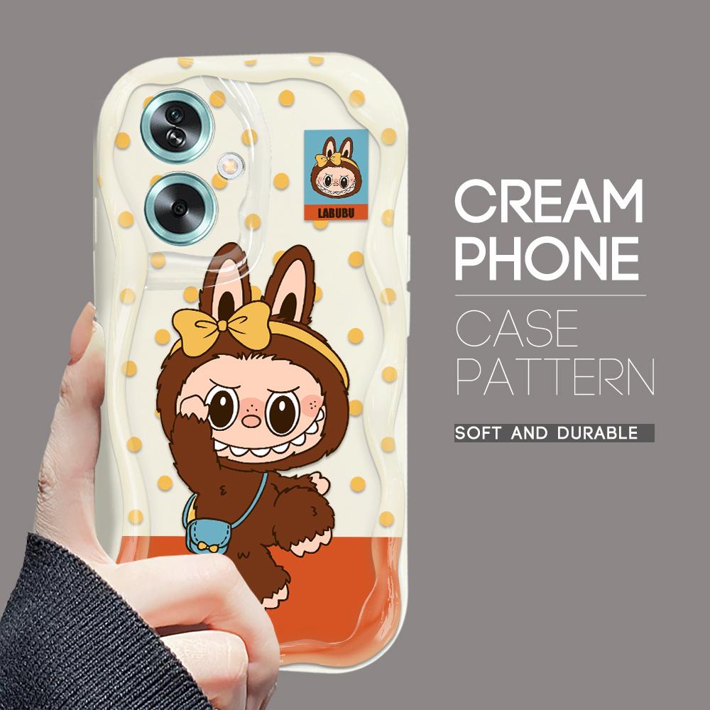 

Милый мультяшный узор, кремовая текстура, мягкий силиконовый чехол с волнистыми краями, чехол для телефона для OPPO Reno Realme Realme 12 Pro 5G белый