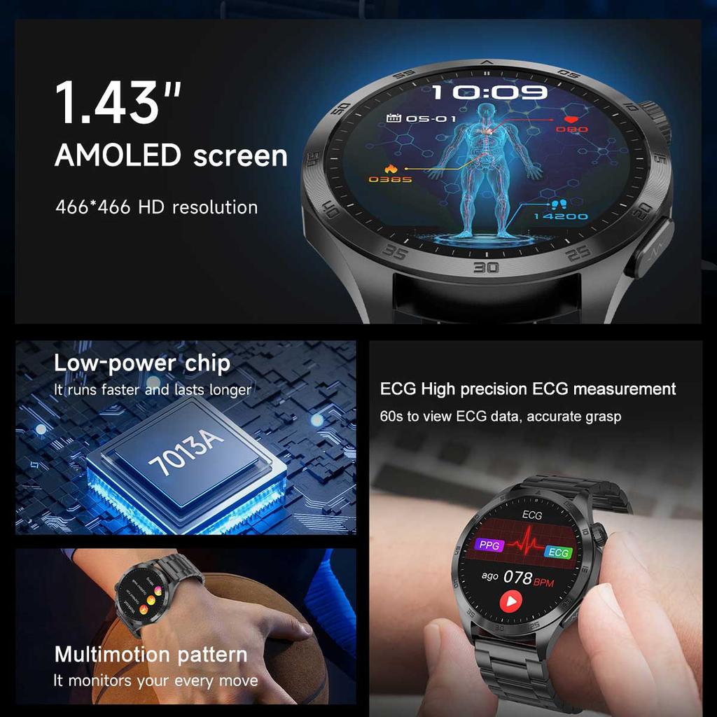 For Xiaomi New Health Measurement Smart Watch Men Blood Oxygen Uric Acid ECG+PPG Body Blood Pressure Bluetooth Call Motion Watch