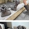 Grey two-wearing thick-soled snow boots for women 2025 winter new heightening thermal and piled thickened long-tube snow cotton shoes