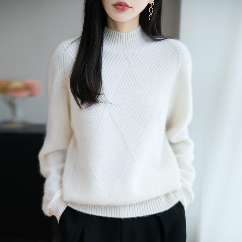 Damen Pullover 100% Wolle MODERN NEW SAGA Rollkragen Strickpullover Dicke Winterpullover Damen Strickoberteile