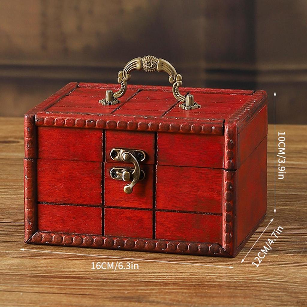 Retro Wood Trinket Box Jewelry Display Case Keepsake Chest Versatile Portable Accessory for Little