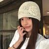Hollow Flower Knitted Caps Hand-woven Beanies Cap Korean Sequin Crochet Hat  Streetwear