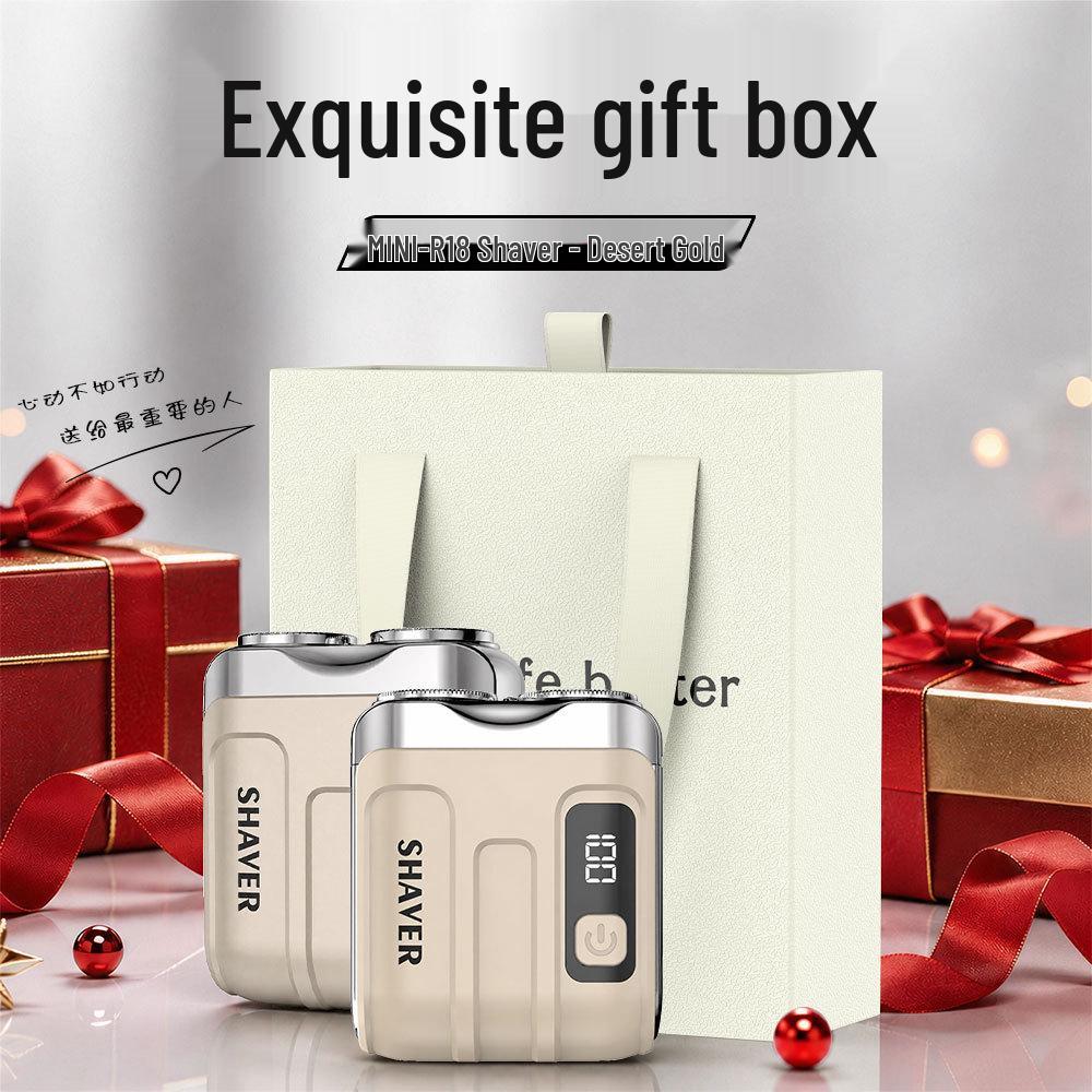 Compact Dual-Head Magnetic Electric Shaver: Rechargeable Razor with Digital Display and Gift Box