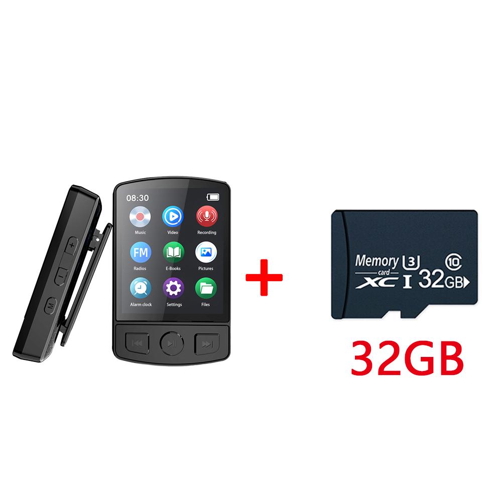 A7 Bluetooth 5.2 MP3 Player Back Clip Sports Music Walkman with Screen Recorder Support FM, Recording, eBook, Alarm Clock