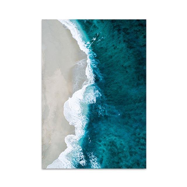 Coastline Blue Ocean Wall Poster Print Sea Reef Nordic Canvas Painting Landscape Modern Home Picture Decoration Living Room Art