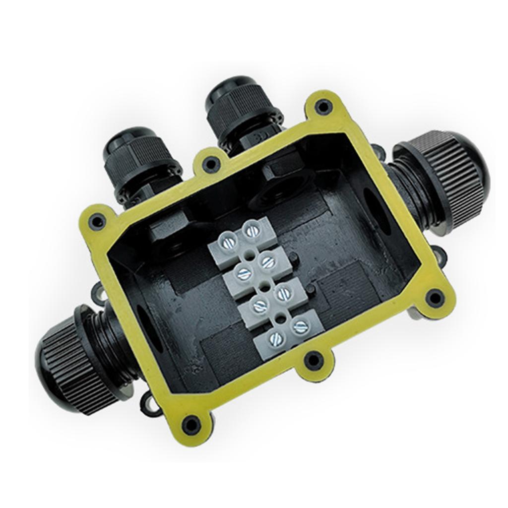 Outdoor External Electric Power Cord Box Waterproof IP65 Plastics Box Enclosure with Fixed Hole Coaxial Cable Connector