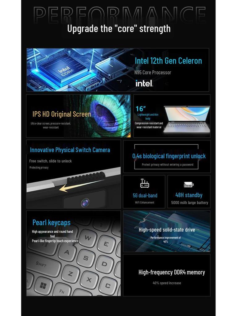 N95 N5095 Student & Office Thin Lightweight Notebook for Business & Gaming