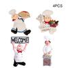 4PCS Cartoon Creative 3D Bread Chef Message Home Decor Fridge Magnet Refrigerator Decoration Gift For Kitchen Sticker Poster