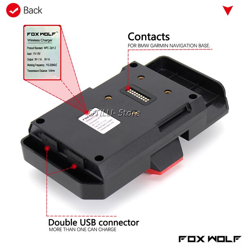 Motorcycle USB Wireless Charging Mobile Phone Navigation Bracket Red White Logo For BMW R 1300 GS r 1300 gs R1300GS r1300gs