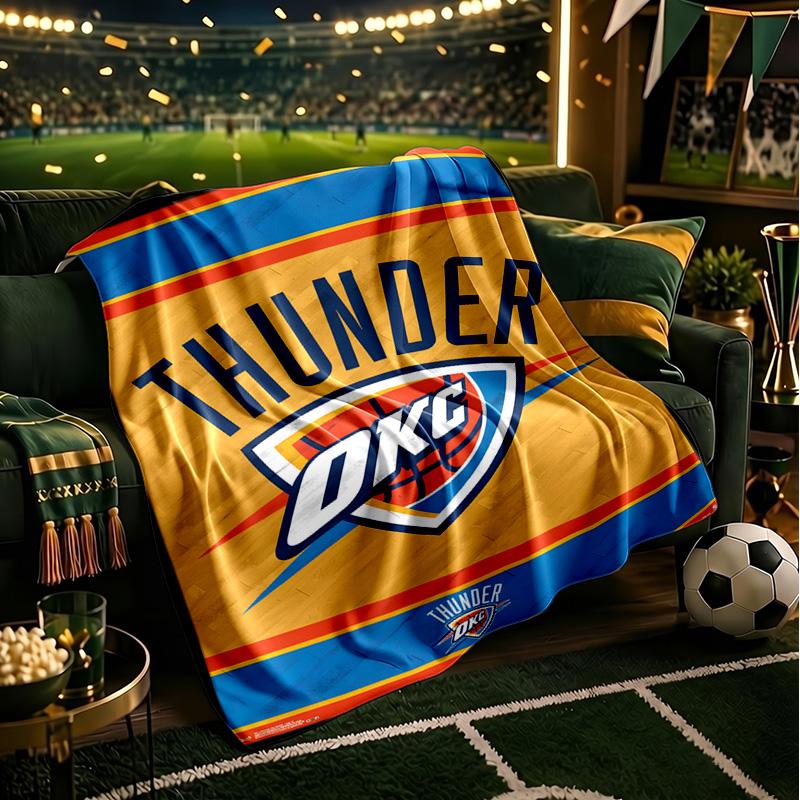 Thunder OKC Basketball Blanket Lightweight Flannel Bedding Blanket Perfect for Travel, Camping, Living Rooms, Offices, Sofas, Fan Christmas Gift