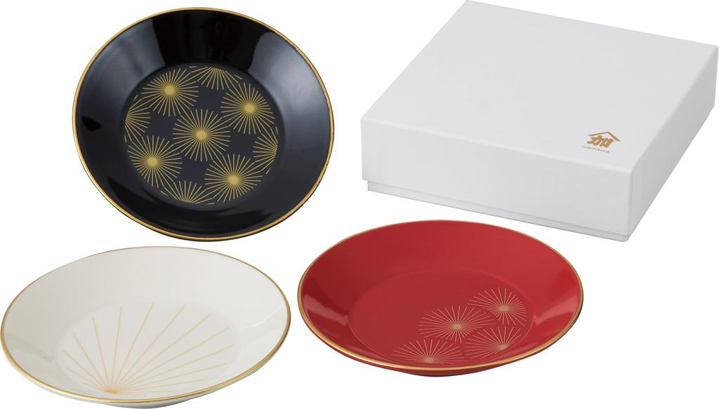 Kabiyori Trio Rate Set 14cm Plate 3 Color Set Small Plate Served Plate Minoyaki Diameter Made in Japan Suitable Gift Gift Yamaka Shoten (Red, White,
