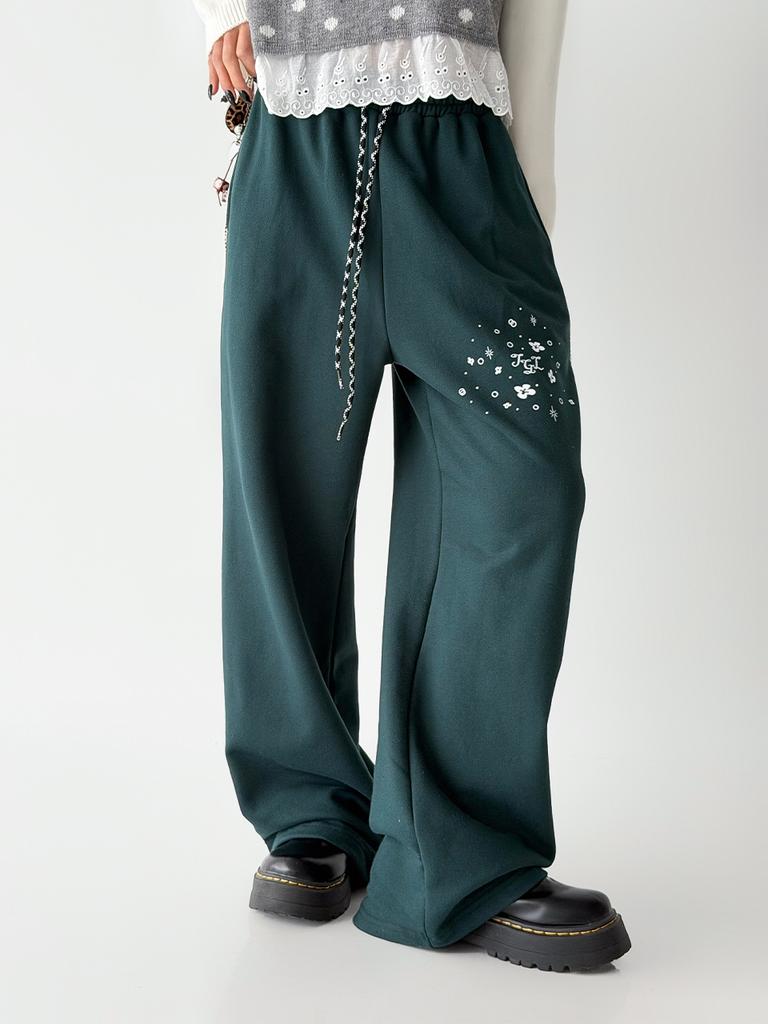 THE GREEN LAB Lace Side Line Track Pants [Green]