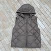 Hooded down vest women's light white duck down inner and outer wear vest rhombus inner winter clothing stacked vest