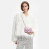Charles & Keith Evening Party Mirror Checkered Chain Crossbody Bag Small Women bags Black Pink Silver CK2-80681154