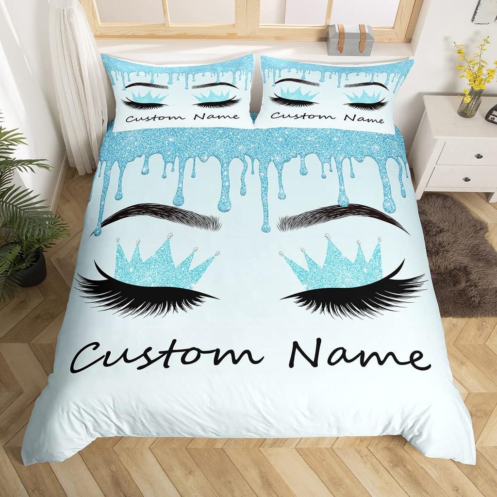 Custom Bedding Set Custom Name Mermaid Duvet Cover Set Personalized Girly Rainbow Gradient Mermaid Comforter CoverGirls Gifts