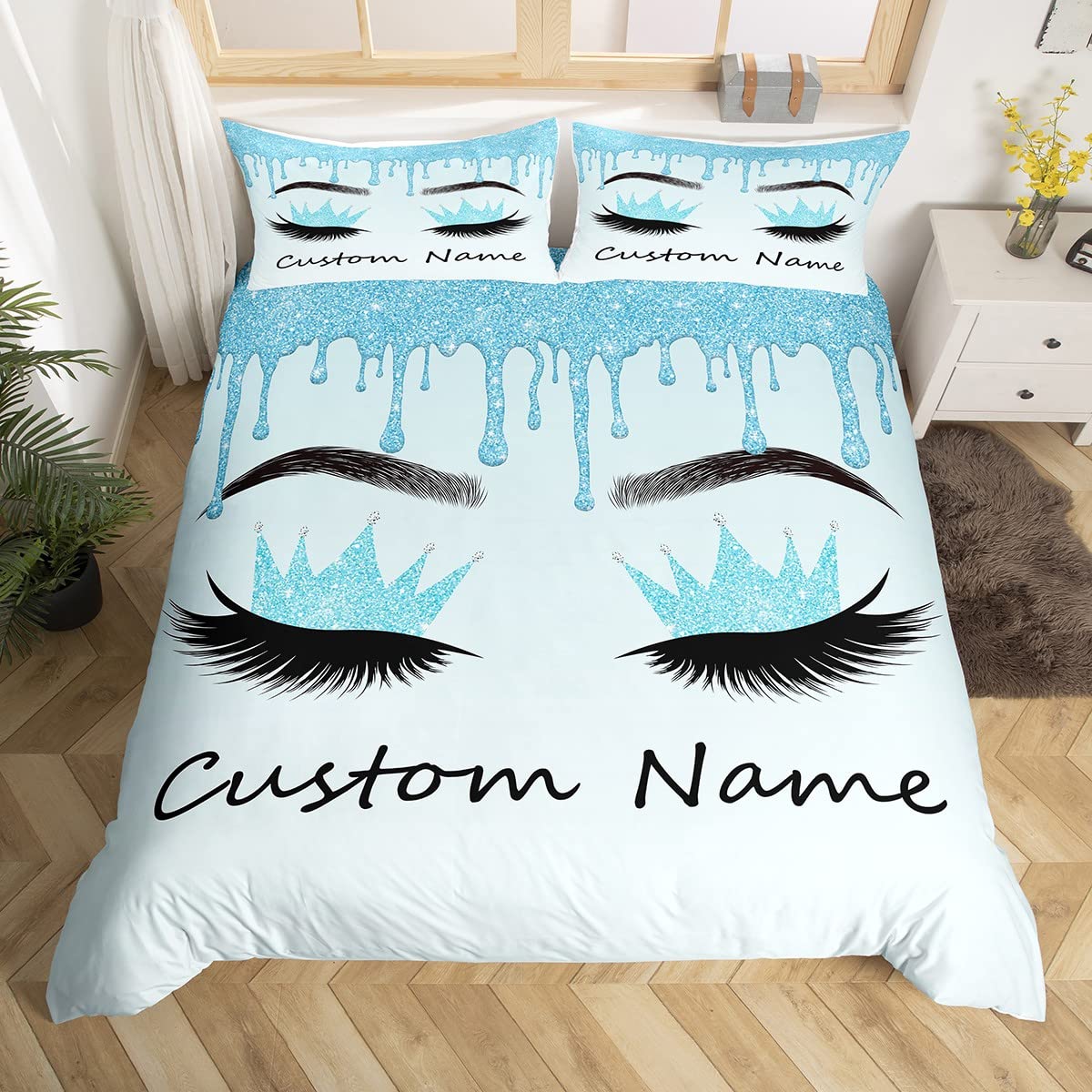 

Comforter Custom Bedding Set Custom Name Mermaid Personalized Girly Rainbow Gradient Mermaid Comforter girls Gifts Comforter (quilt)-EU Single(135*200cm)3pcs