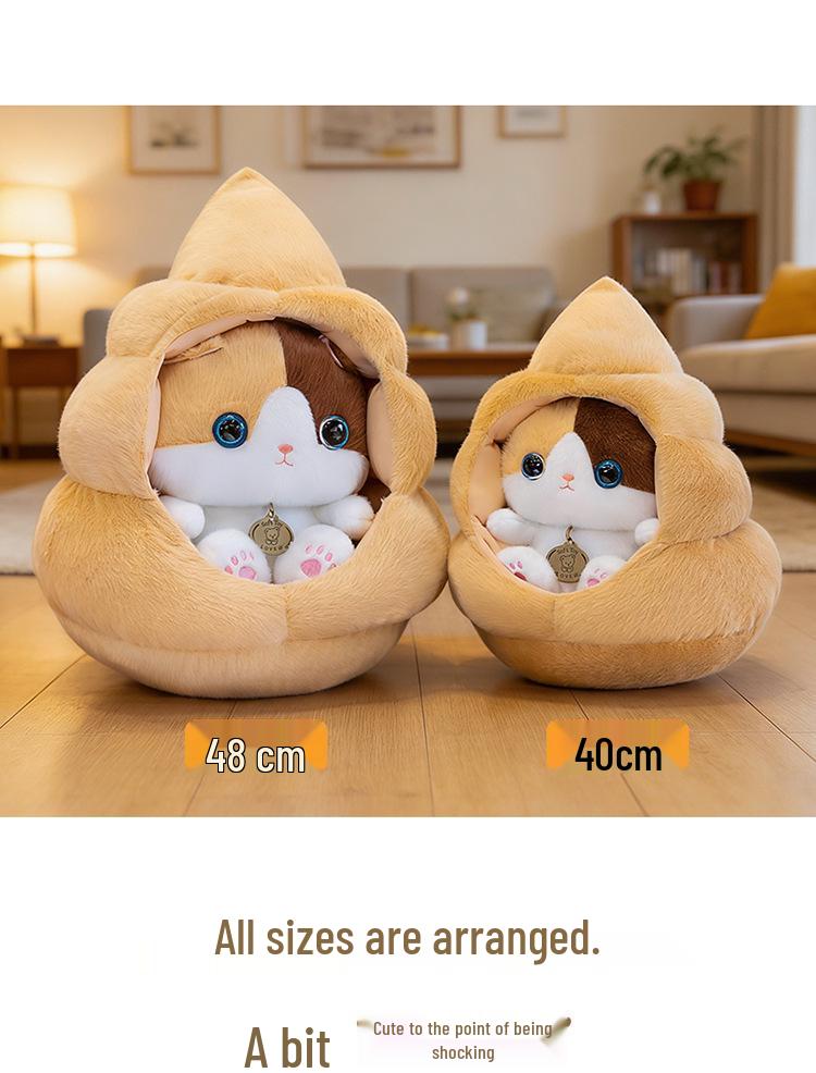 Cute Cartoon Cat Plush Bed Doll - Adorable Home Ornament & Gift for Girls