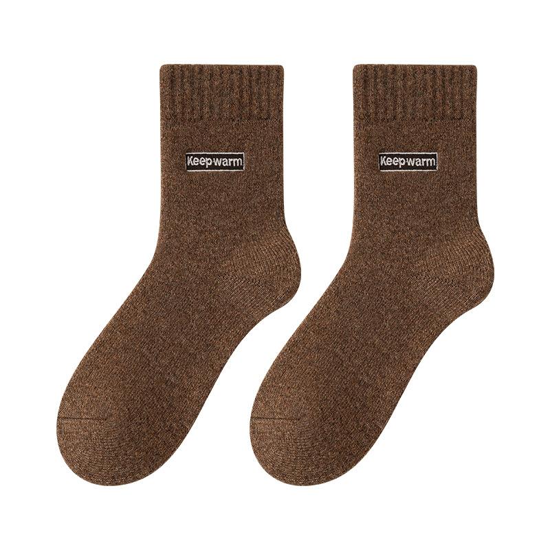 Men's New Autumn and Winter Products Add Velvet and Thick Warm Heating Wool Ring Wool Tube Socks