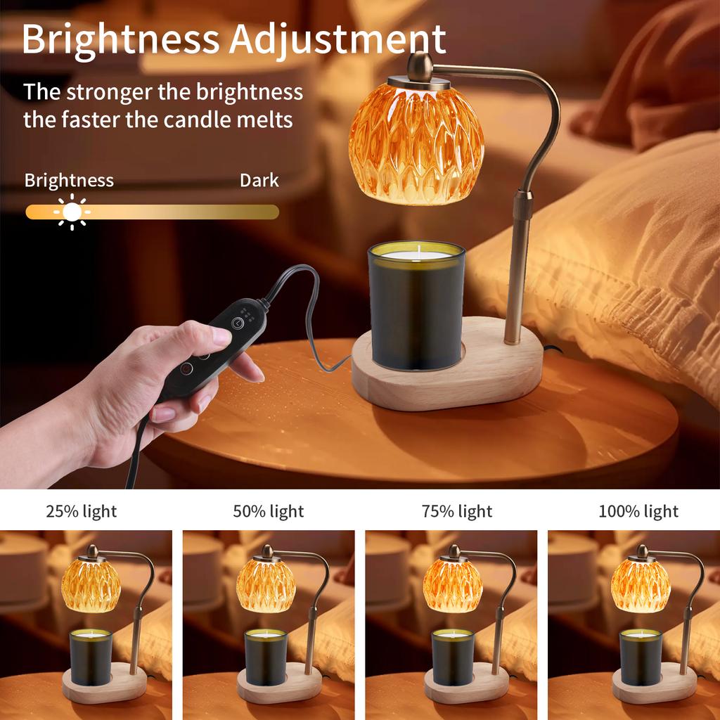 Retro Candle Warmer Table Lamp Aromatherapy Lamp with Timer & Dimmer Height Adjustable for Scented Candles Home Bedroom Decor