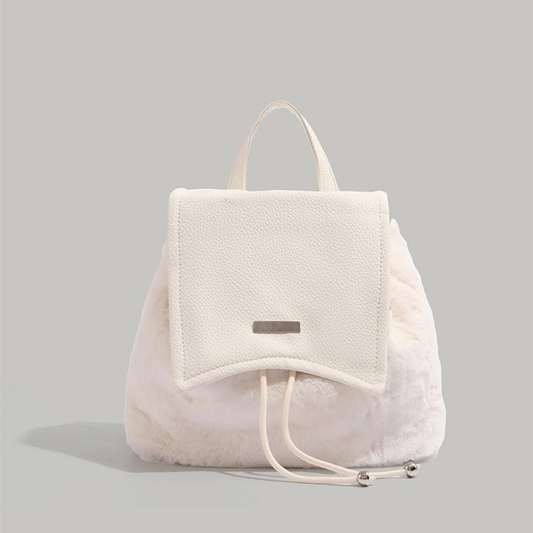 Autumn Winter Bag Women 2024 New Furry Bag High-end Plush Backpack Drawstring Large Capacity Single Shoulder Small Backpack