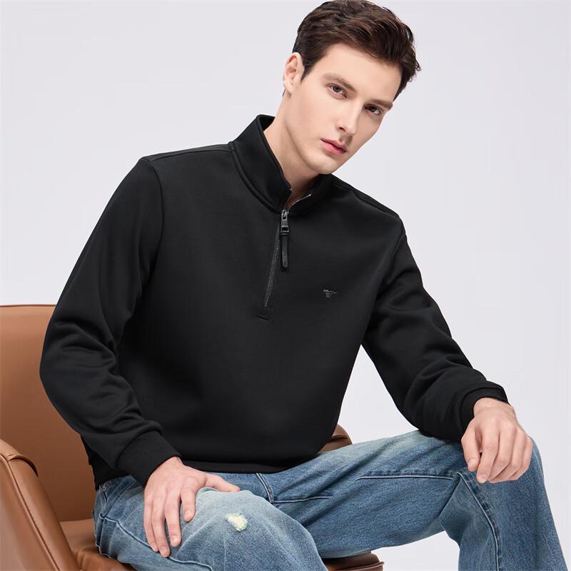 Qipilong Men's 7A Antibacterial Fleece-lined Stand Collar Zipper Sweatshirt