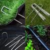 U-type Garden Staples Heavy-duty Fence Tubing Stakes Sod Pins Galvanized Landscape Spike for Holding Lawns Barrier Ground Nail