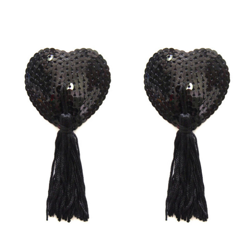 Beautiful Multiple Color Type Tassel Heart Shaped Sequin Fun Nipple Sticker