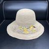 Handmade crochet raffia big eaves fisherman hat children sunshade sunscreen beach straw hat sun hat shows small face