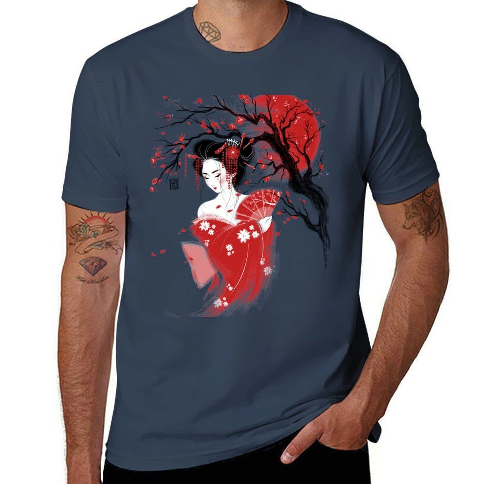 Red Geisha T-Shirt Anti-Pilling Casual T-Shirt S